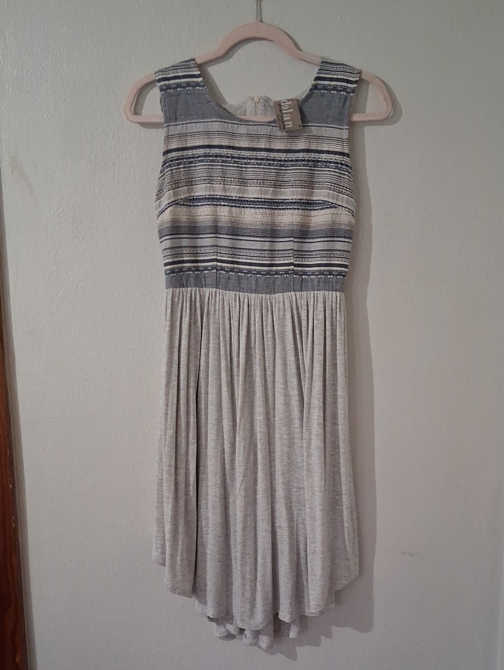 DOLAN gently Used Striped Sleeveless High-Low Dress in Gray and Navy